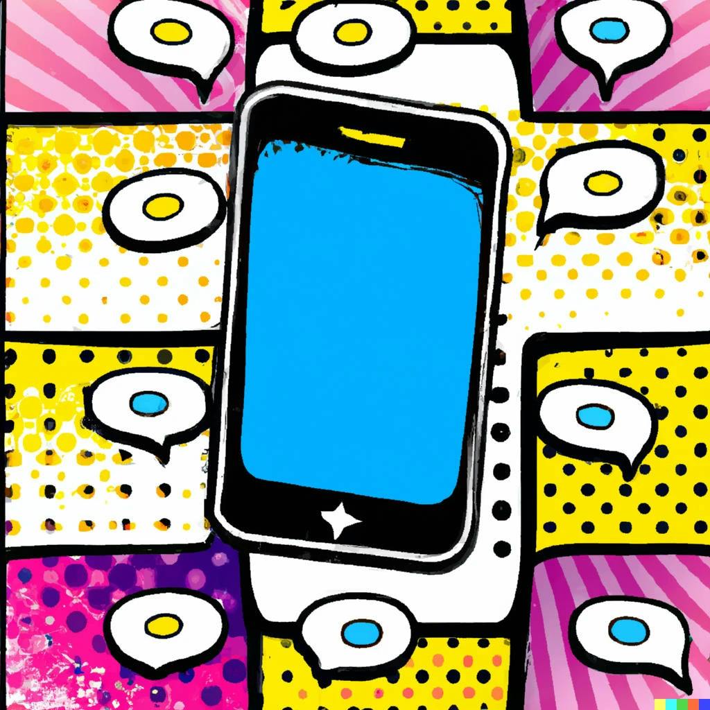 mobile device displayed in pop art style
