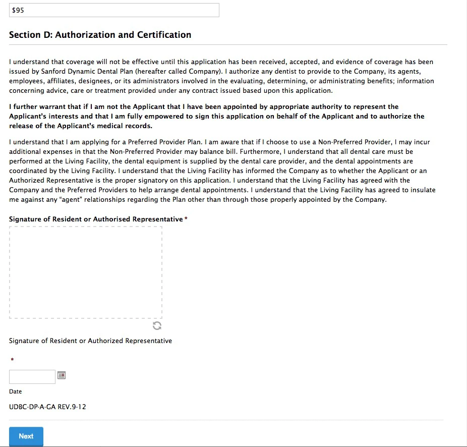 Form part C example screen