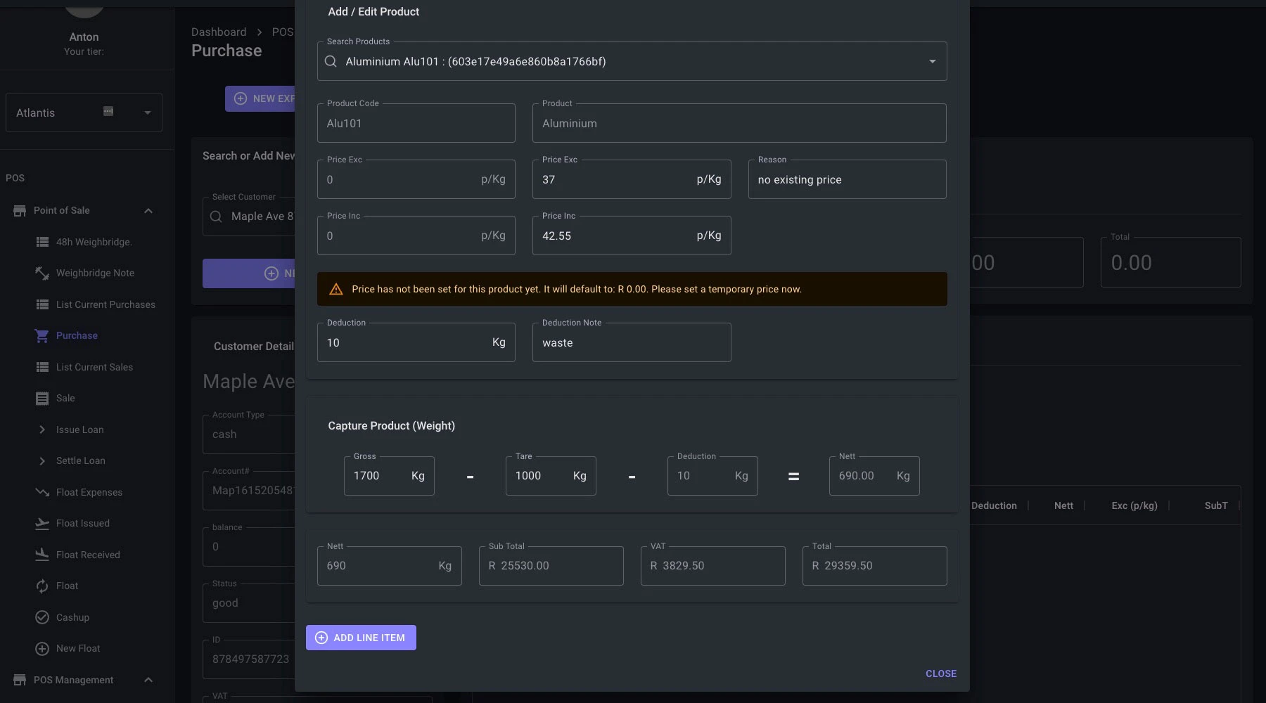 Recycle Point-of-Sale System screenshot 4