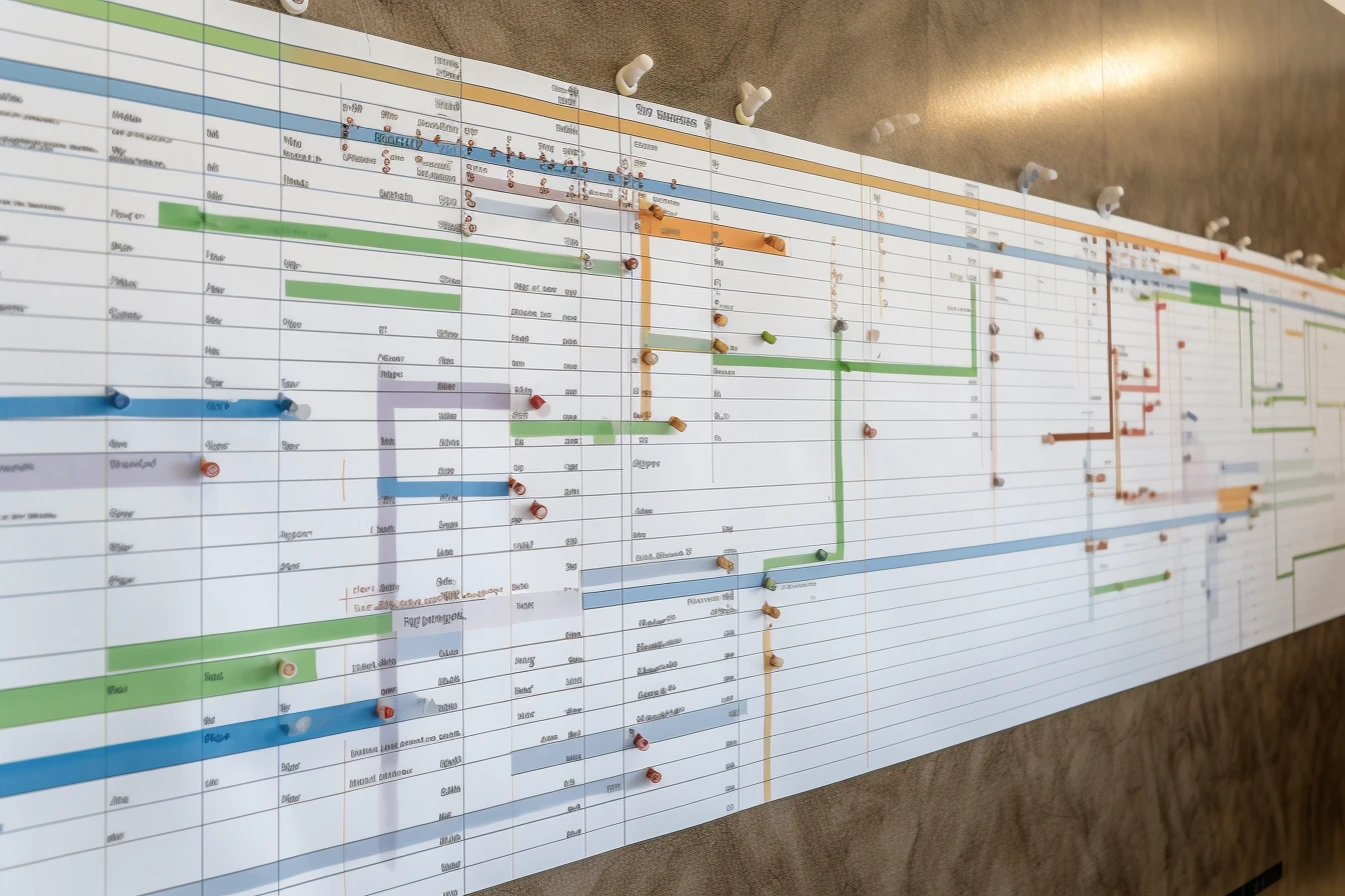 A picture showing a timeline or Gantt chart